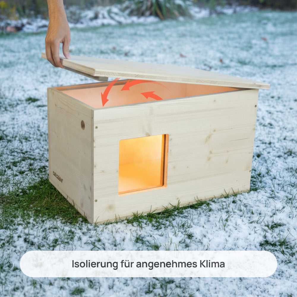 Isoliertes Katzenhaus outdoor wetterfest, Made in Germany für draußen mit Isolierung, winterfest