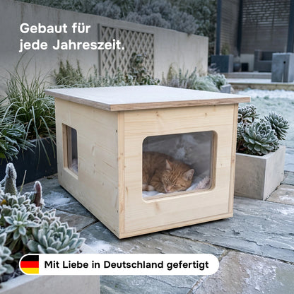 Isoliertes Katzenhaus outdoor wetterfest, Made in Germany für draußen mit Isolierung, winterfest