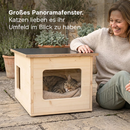 Isoliertes Katzenhaus outdoor wetterfest, Made in Germany für draußen mit Isolierung, winterfest