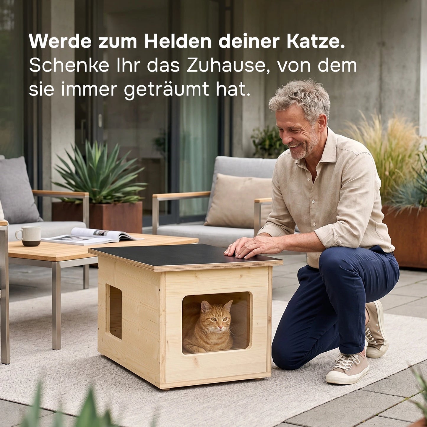 Isoliertes Katzenhaus outdoor wetterfest, Made in Germany für draußen mit Isolierung, winterfest