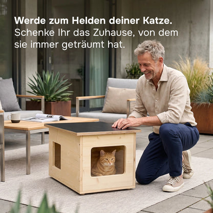 Isoliertes Katzenhaus outdoor wetterfest, Made in Germany für draußen mit Isolierung, winterfest