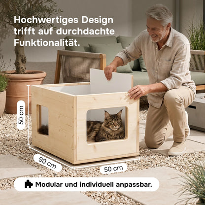 XXL Katzenhaus outdoor wetterfest mit Isolierung für große Katzen, Made in Germany