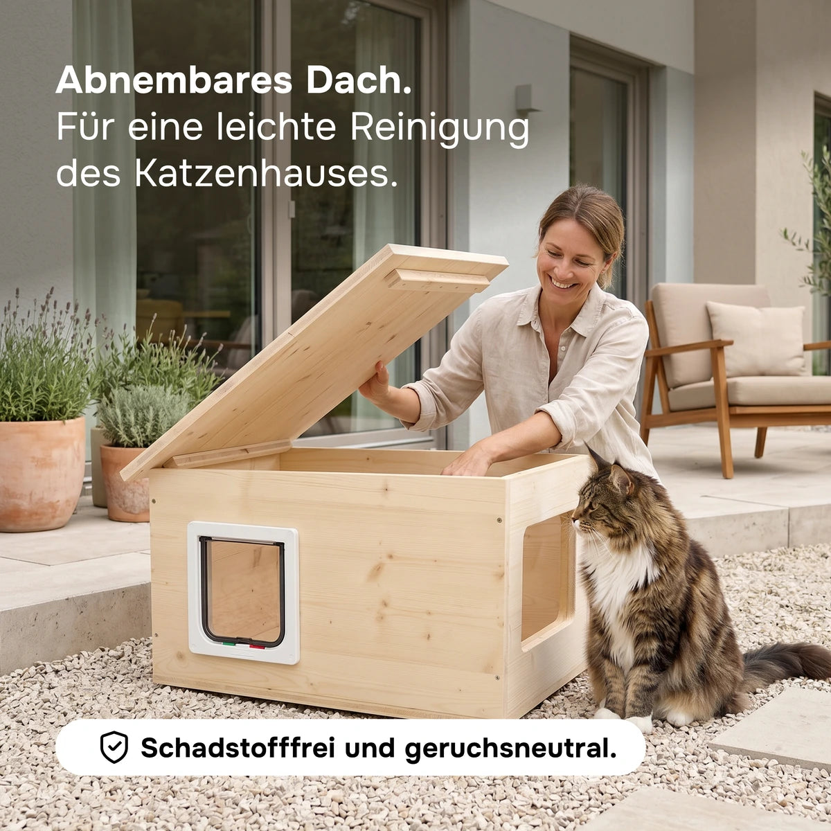 XXL Katzenhaus outdoor wetterfest mit Isolierung für große Katzen, Made in Germany