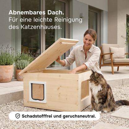 XXL Katzenhaus outdoor wetterfest mit Isolierung für große Katzen, Made in Germany