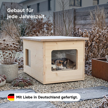 XXL Katzenhaus outdoor wetterfest mit Isolierung für große Katzen, Made in Germany