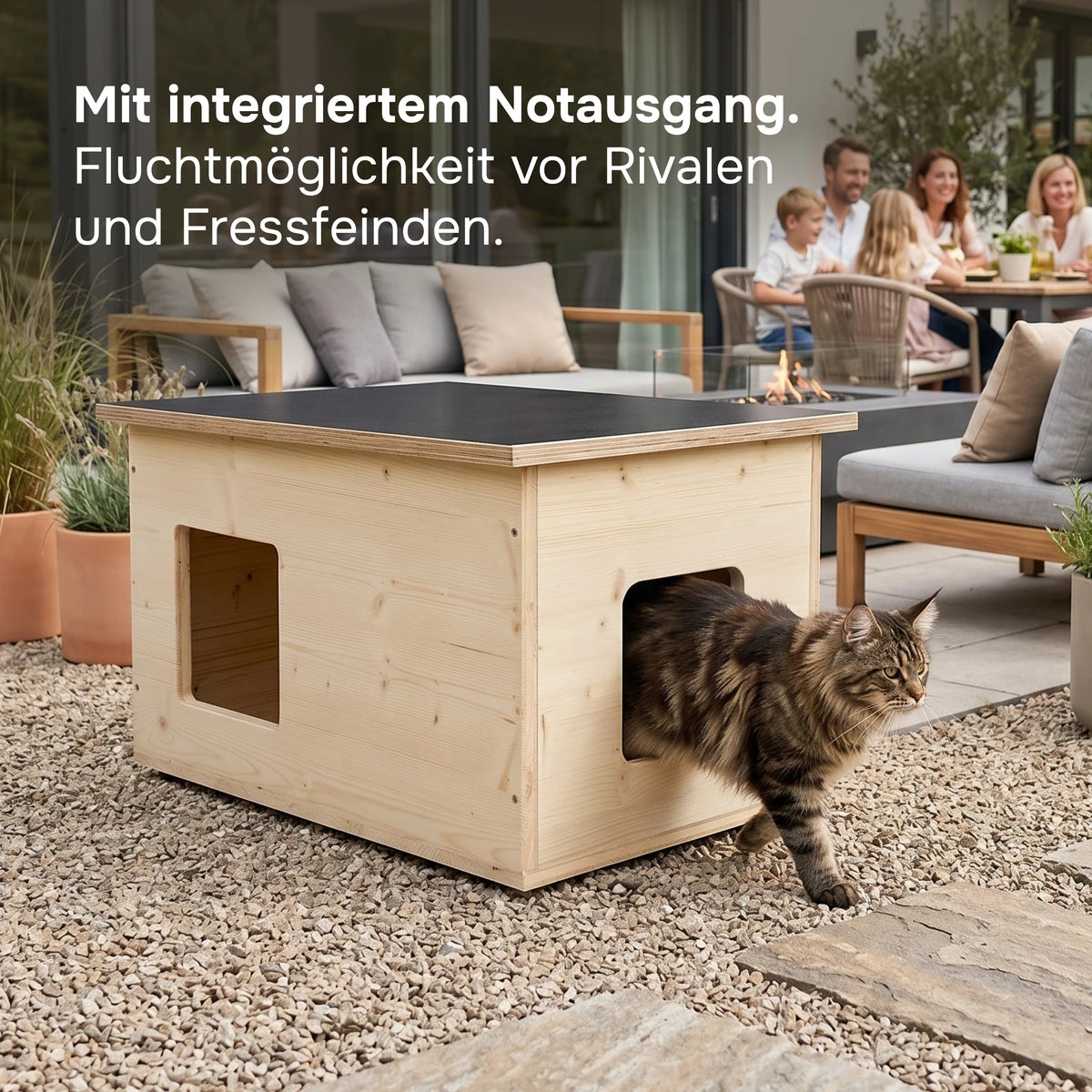XXL Katzenhaus outdoor wetterfest mit Isolierung für große Katzen, Made in Germany