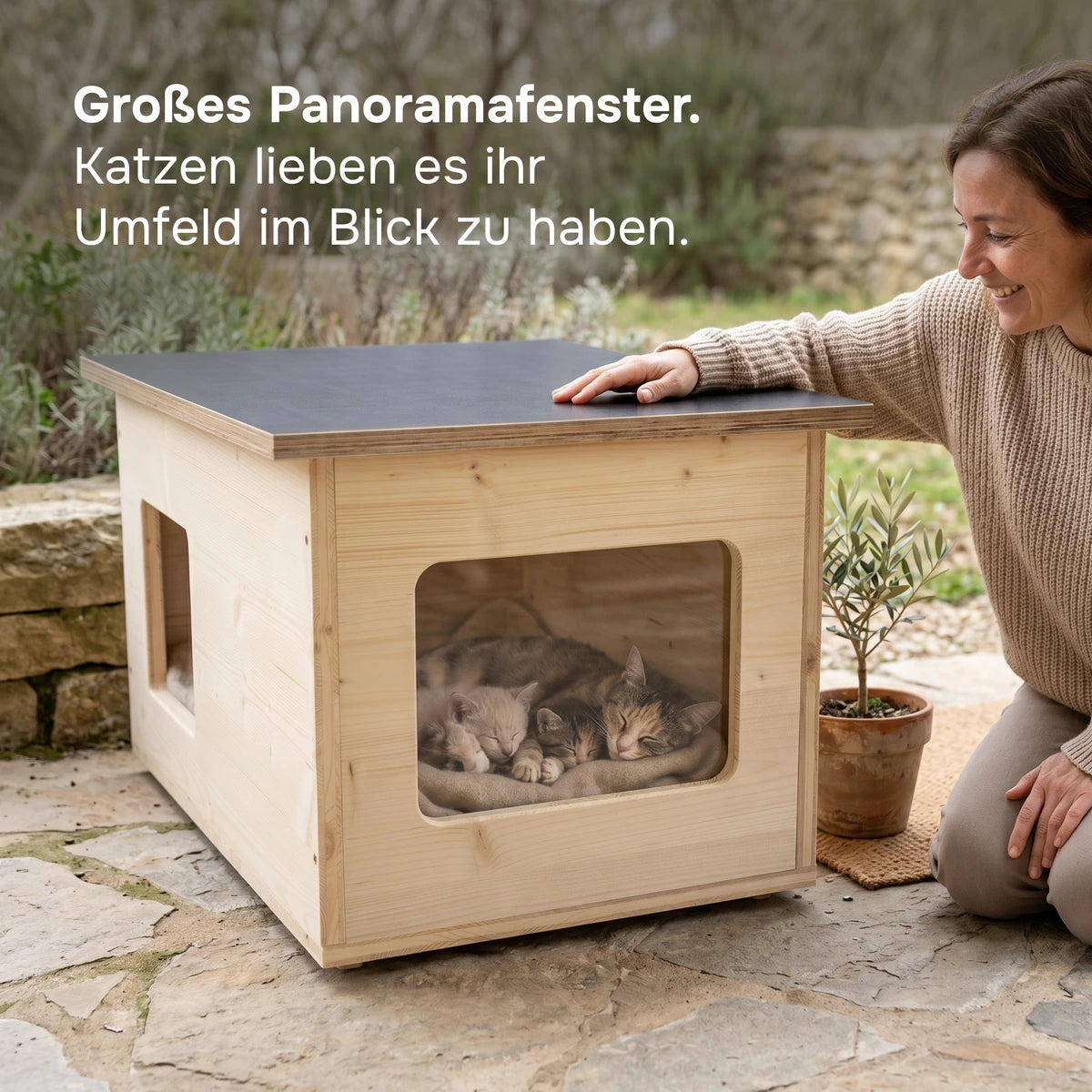 XXL Katzenhaus outdoor wetterfest mit Isolierung für große Katzen, Made in Germany