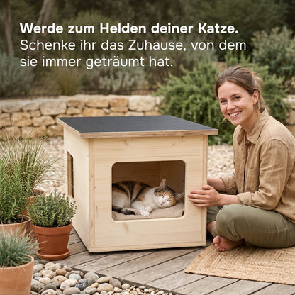 XXL Katzenhaus outdoor wetterfest mit Isolierung für große Katzen, Made in Germany