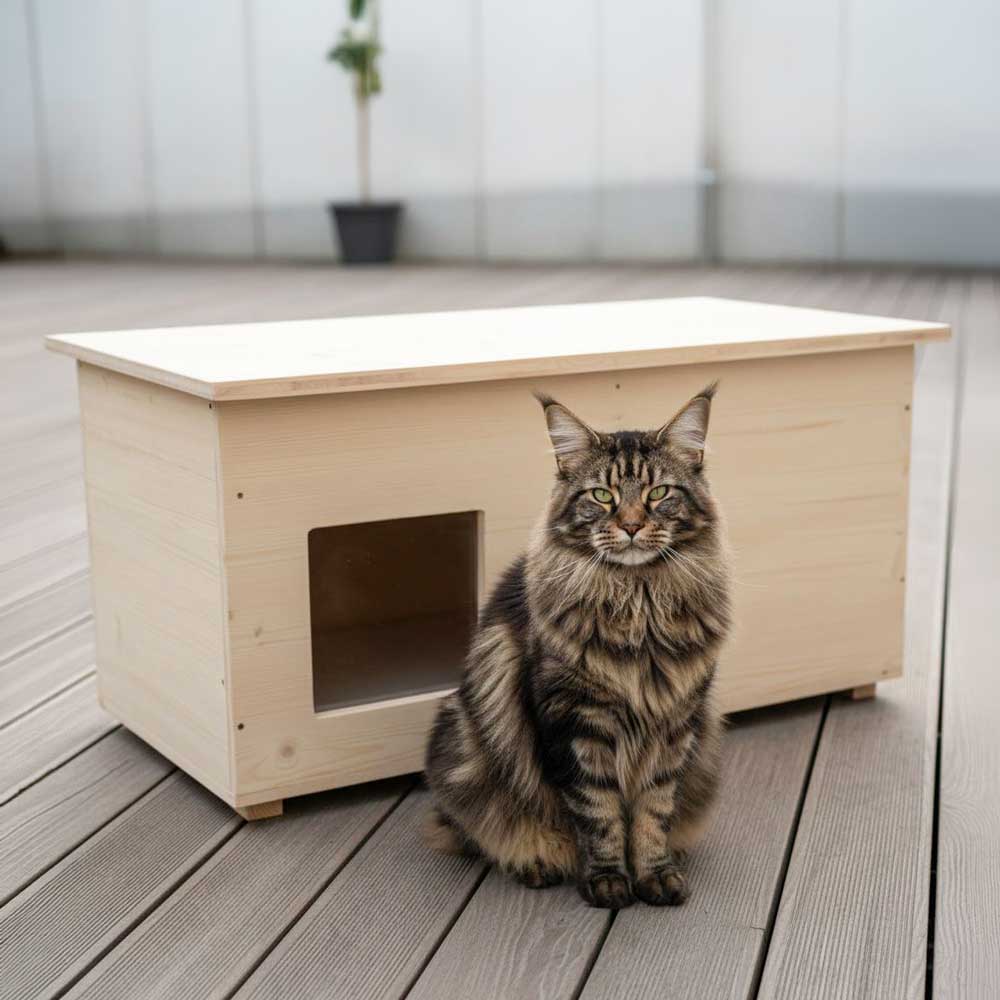 XXL Katzenhaus outdoor wetterfest mit Isolierung für große Katzen, Made in Germany