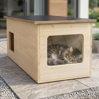 XXL Katzenhaus outdoor wetterfest mit Isolierung für große Katzen, Made in Germany