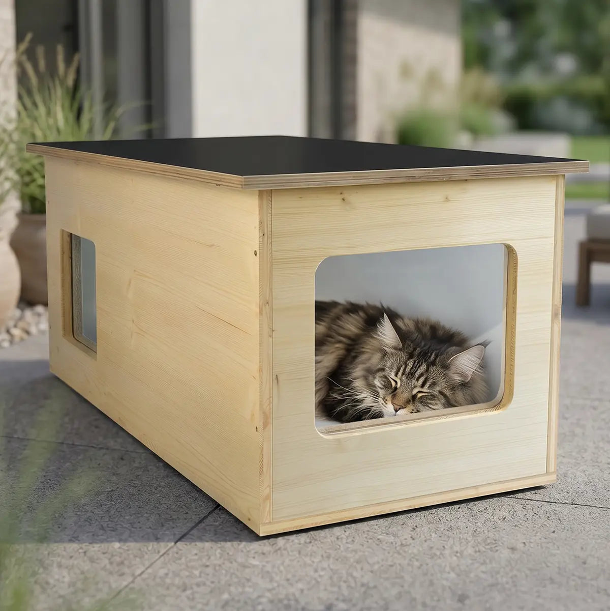 XXL Katzenhaus outdoor wetterfest mit Isolierung für große Katzen, Made in Germany