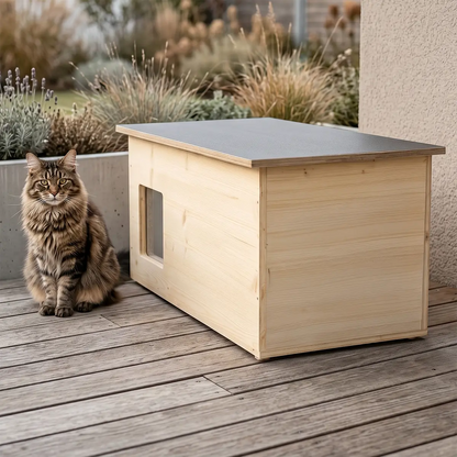 XXL Katzenhaus outdoor wetterfest mit Isolierung für große Katzen, Made in Germany