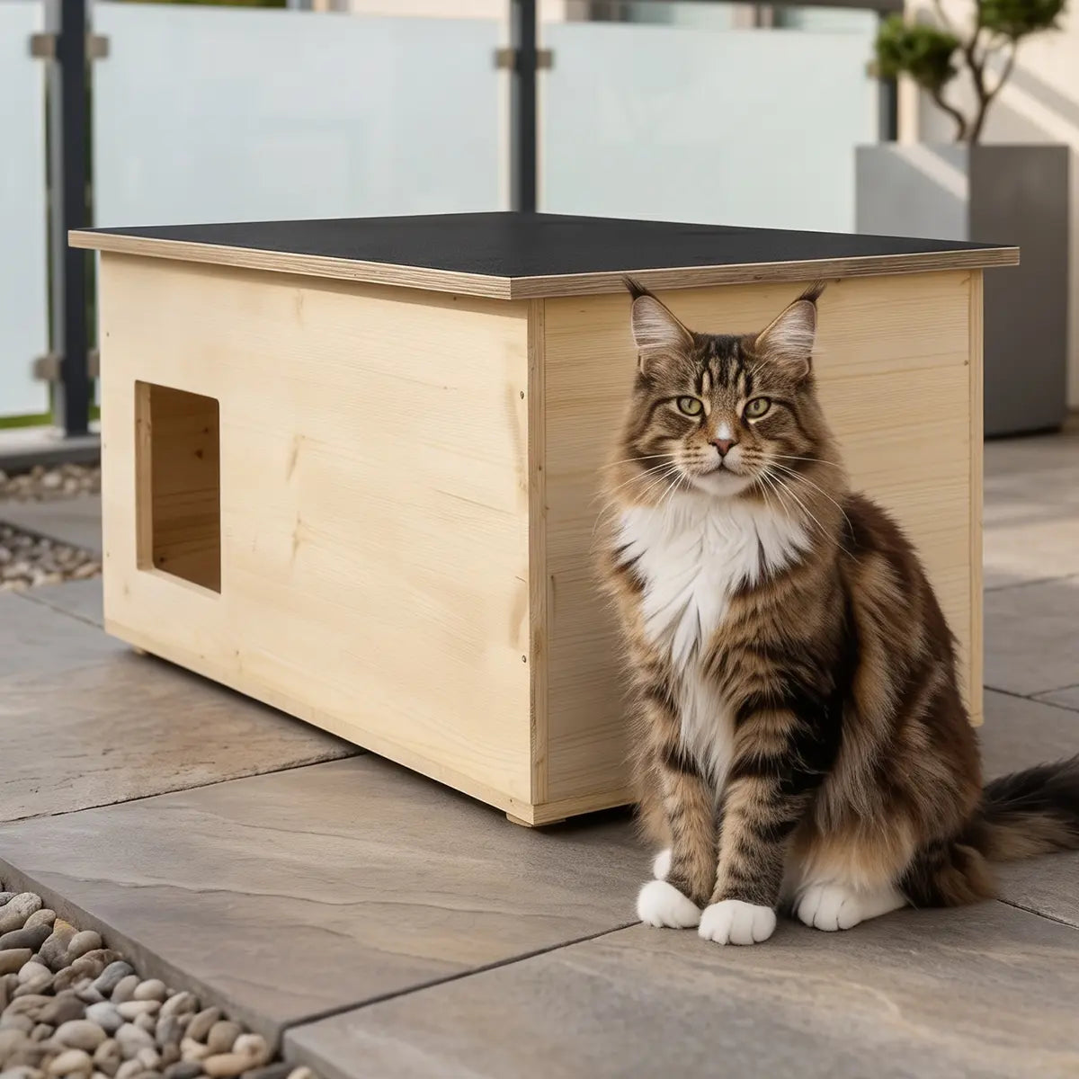 XXL Katzenhaus outdoor wetterfest mit Isolierung für große Katzen, Made in Germany