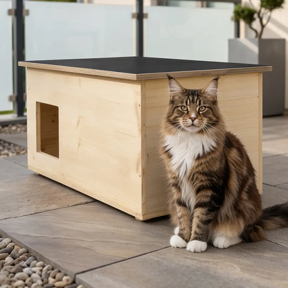 XXL Katzenhaus outdoor wetterfest mit Isolierung für große Katzen, Made in Germany