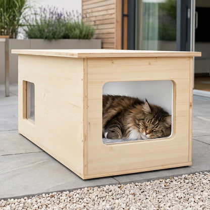 XXL Katzenhaus outdoor wetterfest mit Isolierung für große Katzen, Made in Germany